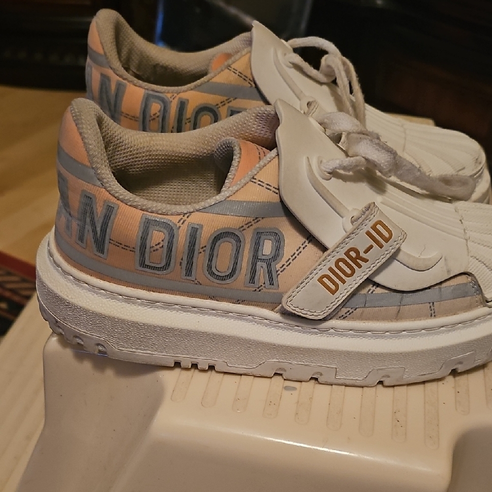 White and Tan Sneakers with Chunky Sole